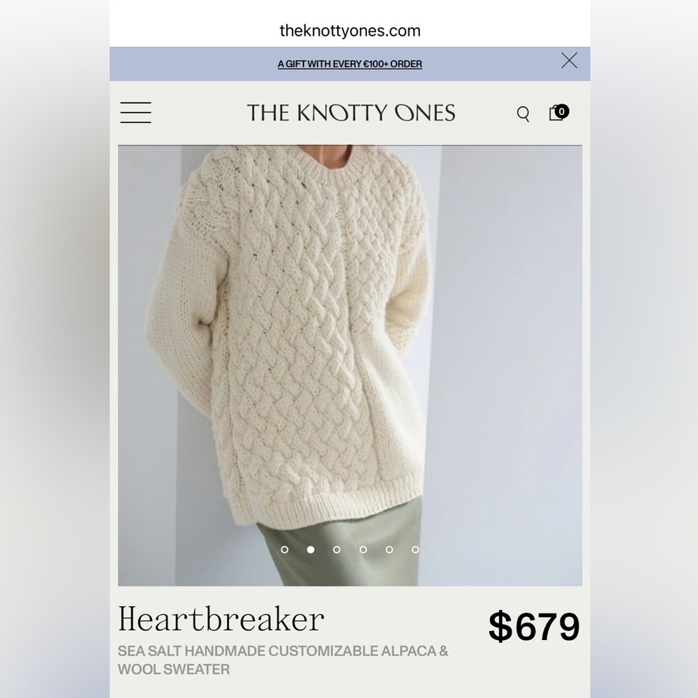 The Knotty Ones Beige Heartbreaker Sweater size M